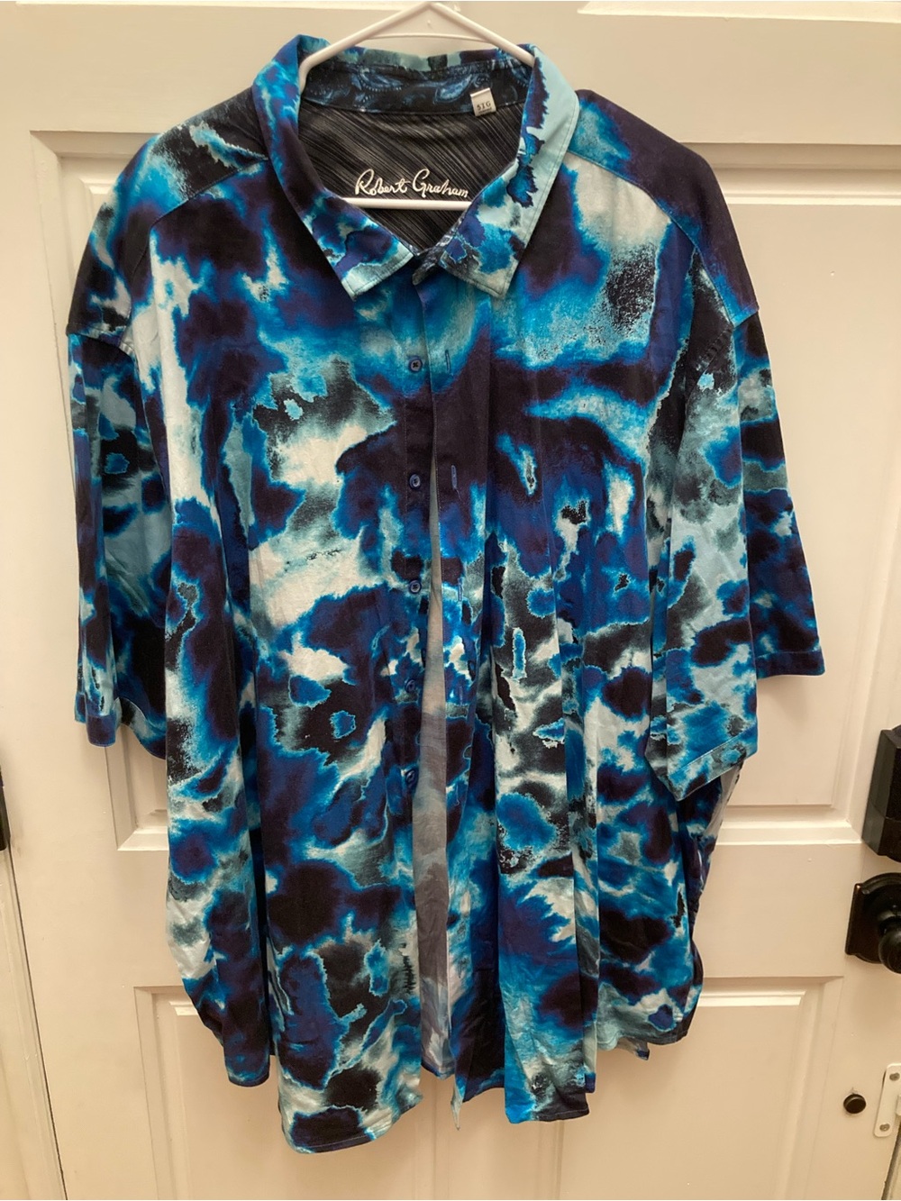 Robert Graham Blue and Black Abstract Tie-Dye Button-Up Shirt